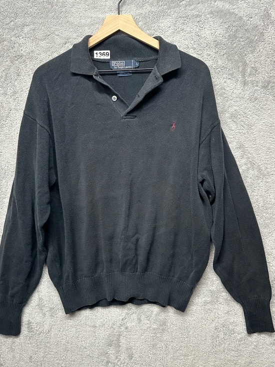 Polo Ralph Lauren Other - Polo Ralph Lauren Navy Knit Polo Sweater Large Cotton Long Sleeve Classic Logo